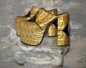 70s rare reptile platform clogs 7 1/2