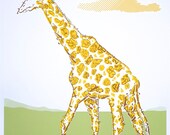 giraffe typographic screen print