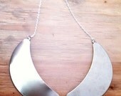 ON SALE NOW Silver Peter Pan Collar Necklace, Silver Collar Necklace, Bib Necklace, Metal Bib, Metal Statement, Ooak