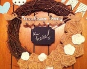 The Madison Sweet Baby Gender Neutral Burlap Chalkboard Nursery Wreath