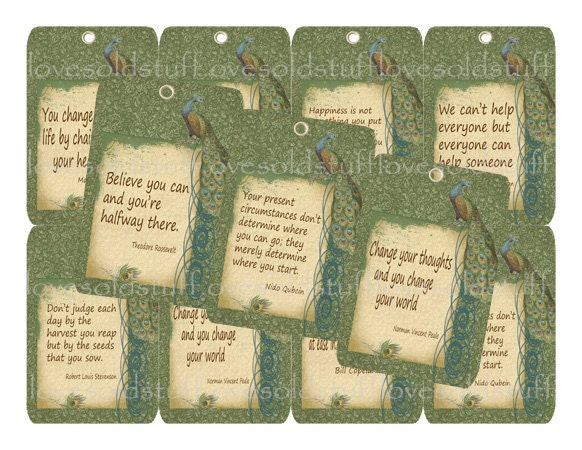 Buy gift tags and quotes - Gift Tags, Inspirational Quotes, Peacock, Printable Digital