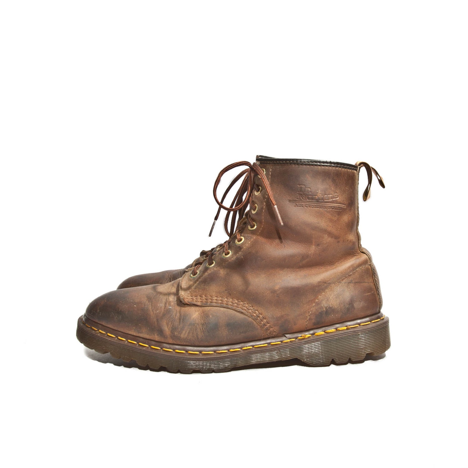 Men's Dr Marten Boots 8 Eye Romper Stompers Made in England of Brown Leather size 11 UK / 12 US