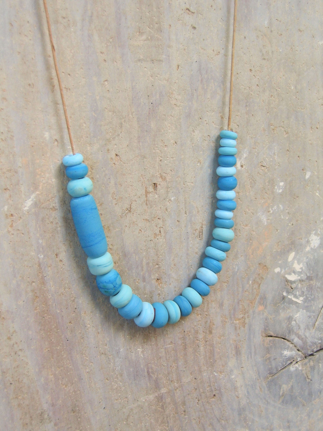 Bohemian Jewelry Boho Long Necklace Turquoise Simple Minimal Minimalist / aqua sea blue ocean color block