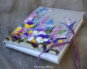 Wedding guest book Embroidered journal Textile art Personalized