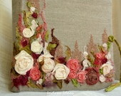 Embroidered  Photo album vintage roses Wedding rustic photo album Personalized album