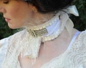 Whisper Edged Vintage Rhinestone Bridal Neckpiece Choker Collar-One of a Kind