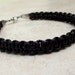 Black Leather Men's Bracelet:  Father's Day Jewelry, Macrame Braided Cord Man Dad Gift Under 20