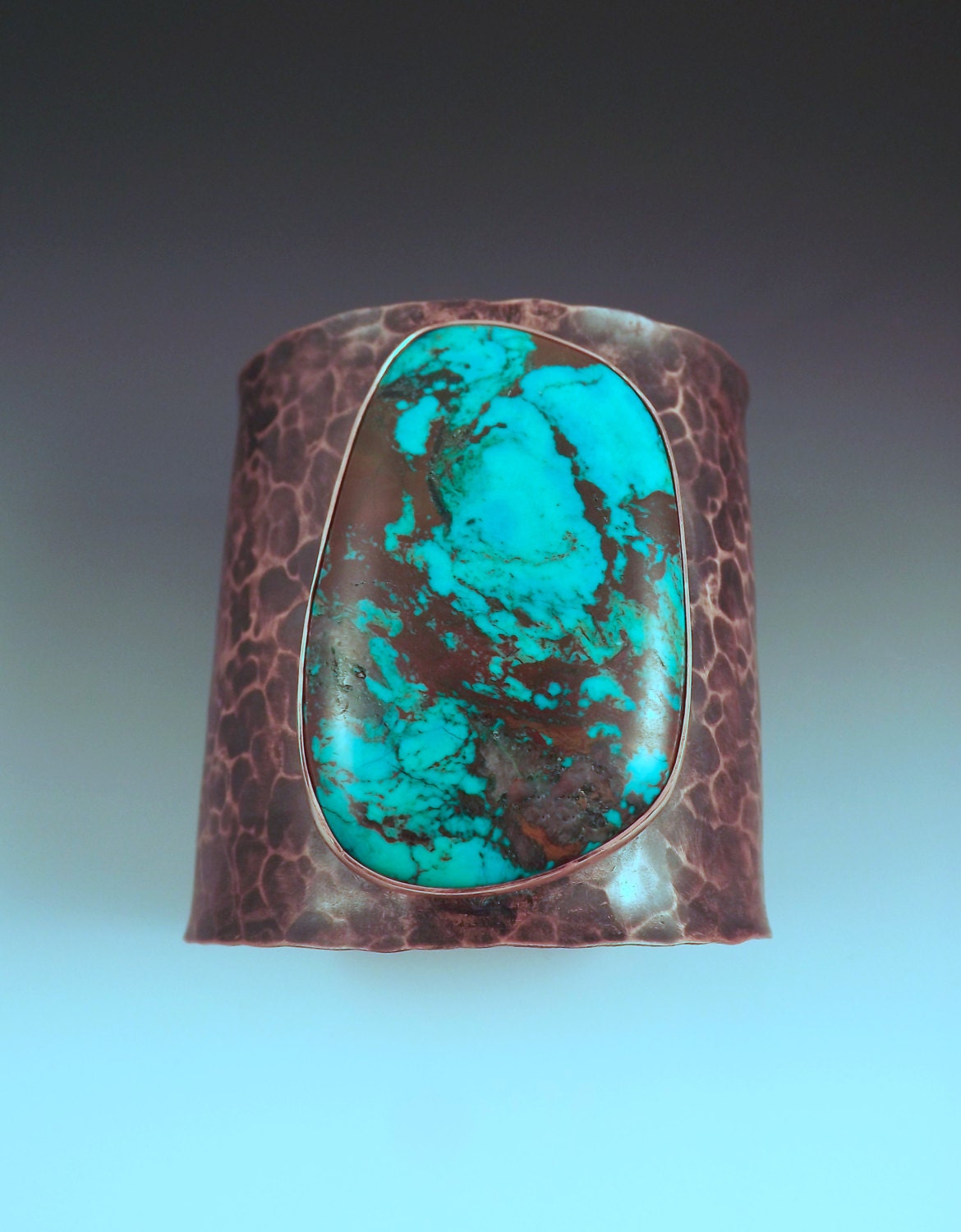 Turquoise Copper Patina Statement Cuff Bracelet