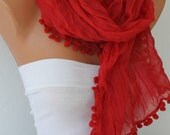BIG SALE Red - Shawl Scarf -  Cowl