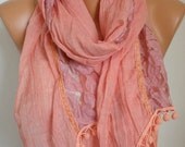 BIG SALE Coral Scarf  - Cotton Lace Shawl Scarf Women Shawl Scarf - Cowl