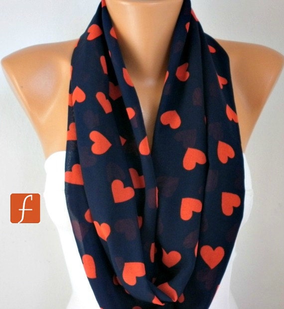 Infinity Scarf Shawl Circle Scarf  Loop  Scarf Gift -fatwoman - LOVE - Heart