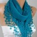 Teal Scarf Cotton Scarf - Shawl - Cowl Scarf with Lace Edge - Bridesmaids gift - fatwoman