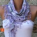 Multicolor Scarf - Cotton Scarf - Cowl with Lace Edge - Lilac - fatwoman - Bridesmaids Gifts