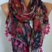 Floral Scarf - Cotton Scarf - Shawl - Cowl Scarf with Lace Edge - fatwoman- Red Flowers - Beach wear