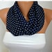 BIG SALE Polka dots - Infinity Scarf Shawl Circle Scarf Loop Scarf  Gift -fatwoman - Navy Blue