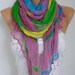 BIG SALE Ombre Silk Scarf - Bead edge - Shawl Scarf - Batik - Cowl Scarf - fatwoman bridesmaid gift