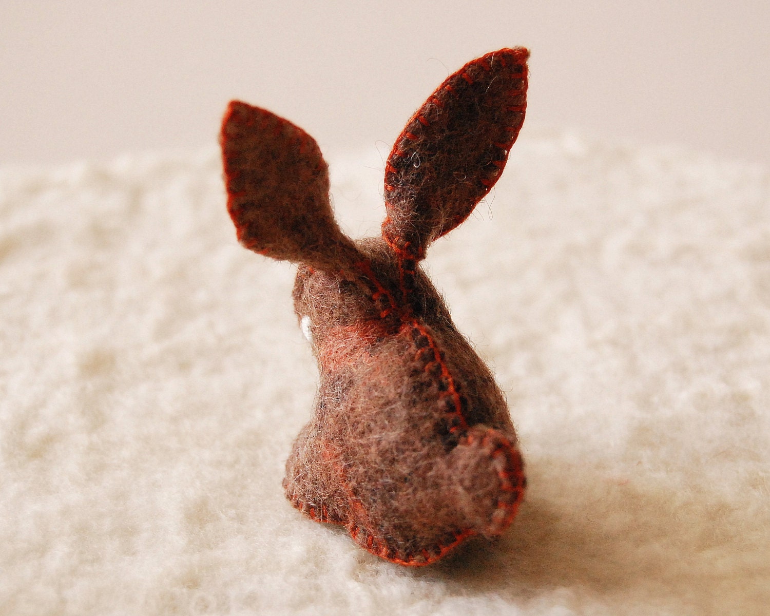 Dark Brown FELT BUNNY rabbit TOY -- Easter, Baby Shower Birthday Present Gift-- Handmade felt pure wool unique soft animal sculpture
