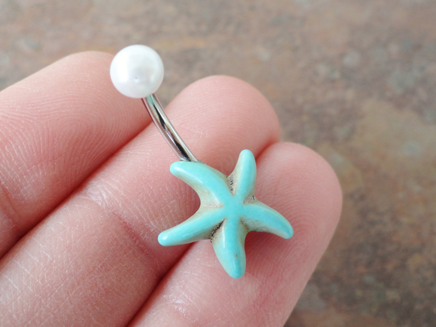Turquoise Starfish Belly Button Jewelry Belly Ring