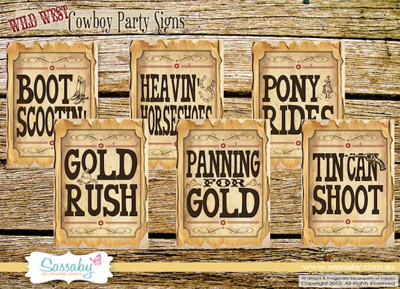 Cowboy Game/Party Posters - Wild West Party Decorations - DIY PRINTABLE FILES by Sassaby Il_570xn