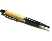 Wood Pen - Classica Ballpoint - Honey Locust Wood - Twist Style - Chrome Hardware - Black accents - Black Ink - Black Velvet Pouch Included