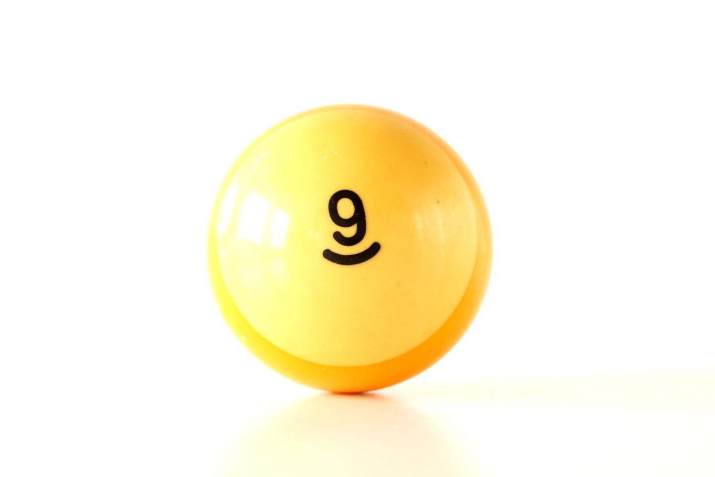 Vintage Yellow Striped 9 Pool Ball / Billiard Ball, Standard Regulation Size (2-1/4") - Collectible, Home Decor, Altered Art