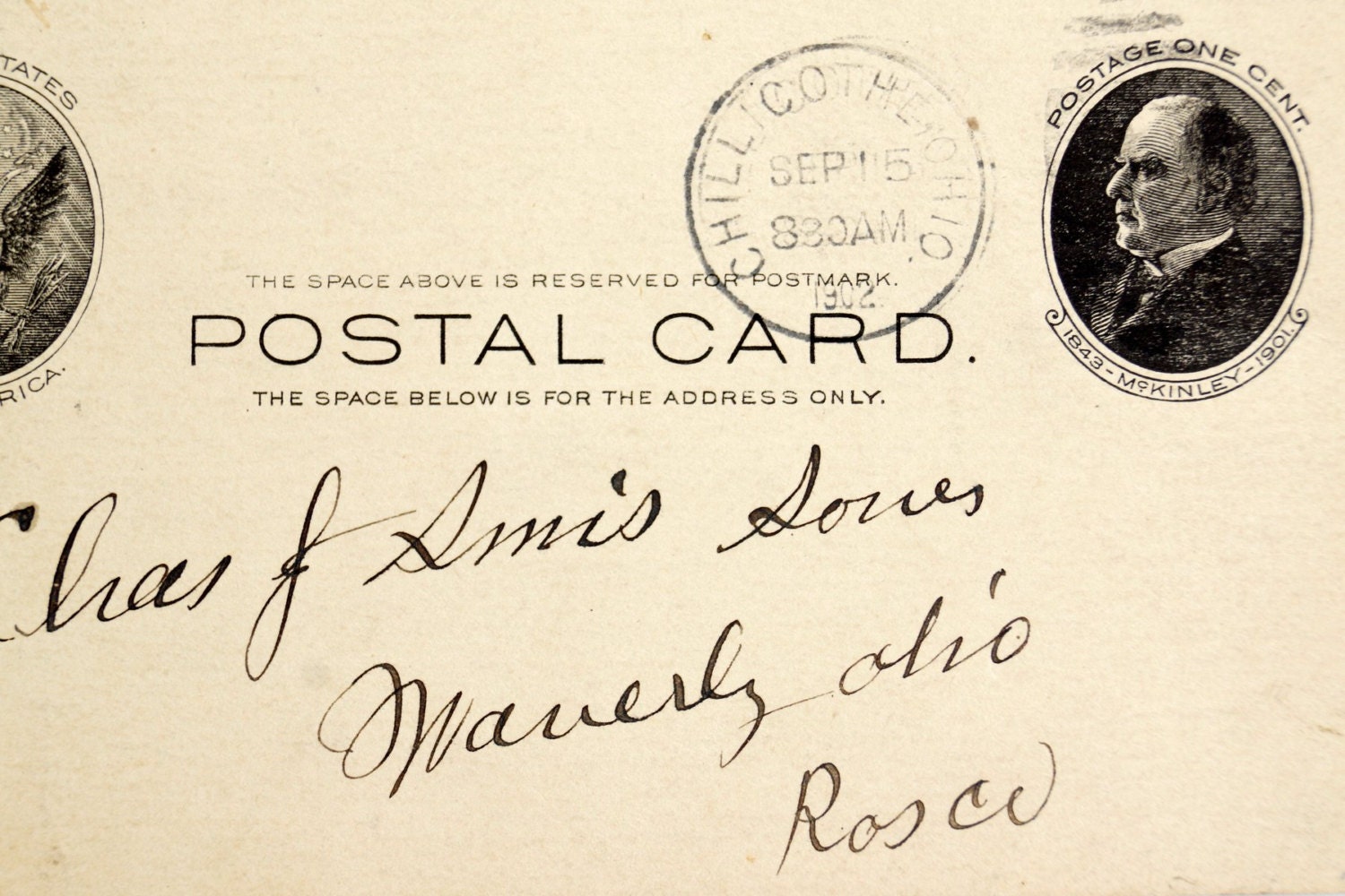 Vintage / Antique Post Card from Chillicothe Ohio. (c.1902) - Paper Ephemera, Scrapbook/Journal Supply, Altered Art, Mixed Media Supply