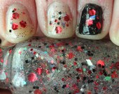 Cult of Chaos Vampirella Series Indie Franken Nail Polish Black, Red, And Silver Holographic Topcoat