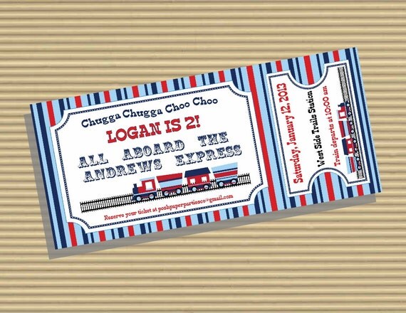 Train Themed Birthday Party Invitation - Train Ticket - DIY- Print at Home Il_570xn