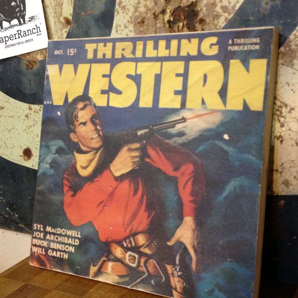 Thrilling Western - October: A Pulp Western Mixed Media Print (Edition of 15)