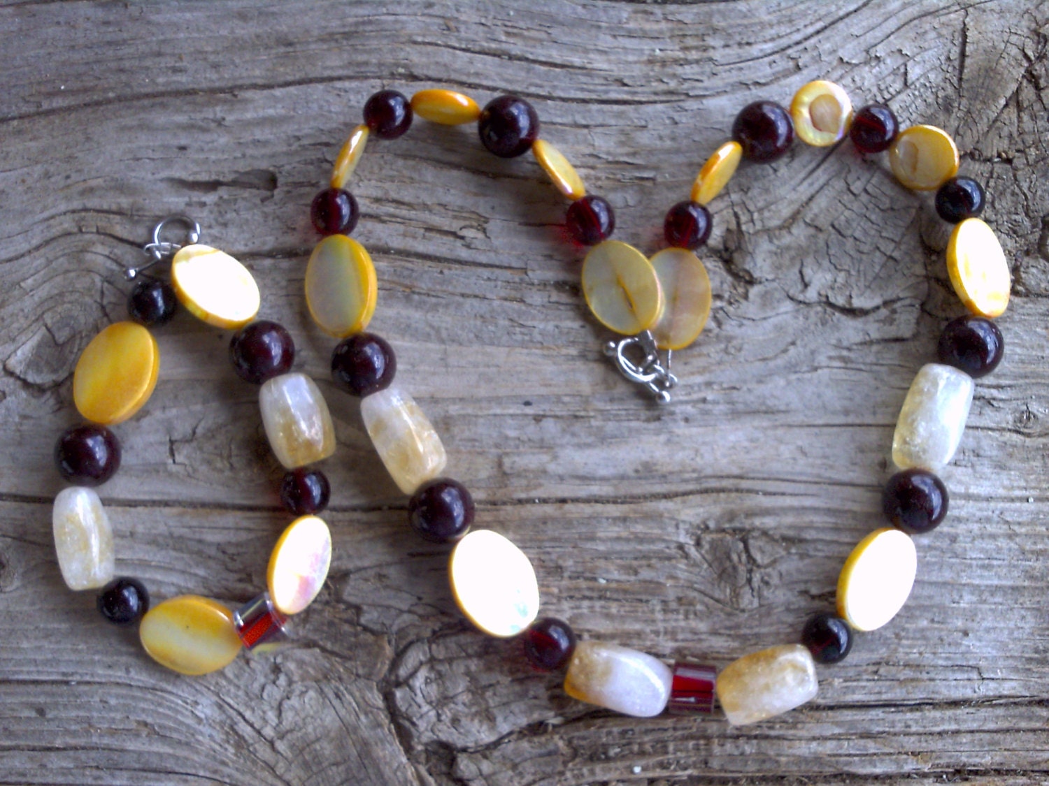 Quartz short necklace and bracelet set 17 1/2 inches - 7 1/2 inches