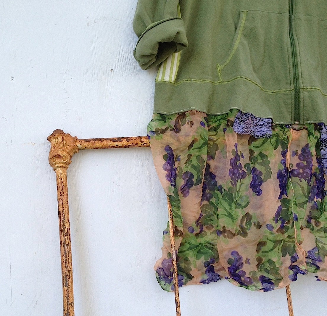 grapes in the vineyard green purple cotton hoody hoodie romance gypsy vintage rose boho cowgirl winter love
