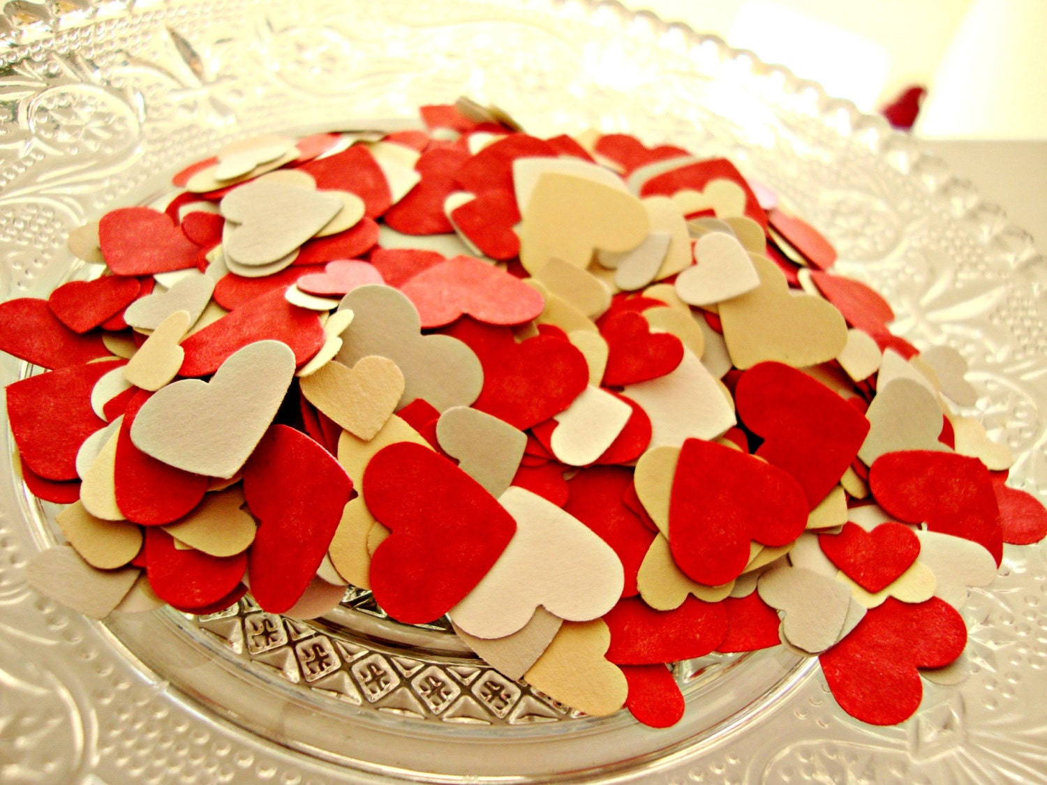 800 Piece Red and Neutral Colored Confetti Hand Punched