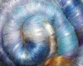 Batt Duos: Merino Bamboo Angelina Wensleydale/Leicester Locks 4 oz 113g OOAK Ready to Ship International- Periwinkle