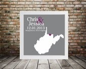 WEST VIRGINIA Wedding Gift Custom State Map Personalized State Map - Personalized West Virginia Map- State Map Art Personalized