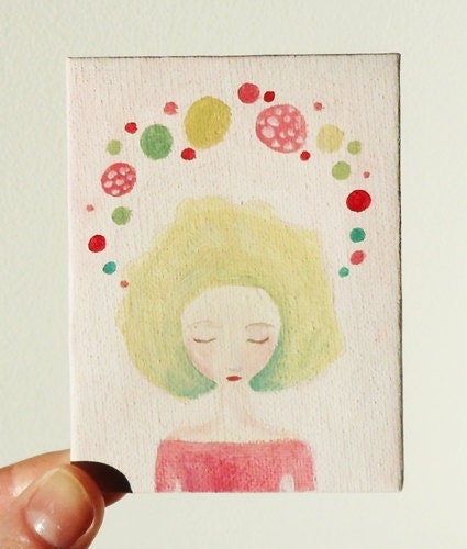 Small Original Acrylic Painting, Mind Circles