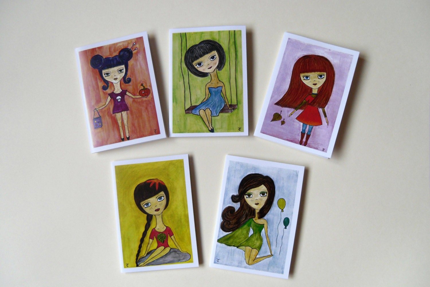 Greeting Cards - Set of 5 Greeting Cards - Birthday Cards - April, May, June, September, October