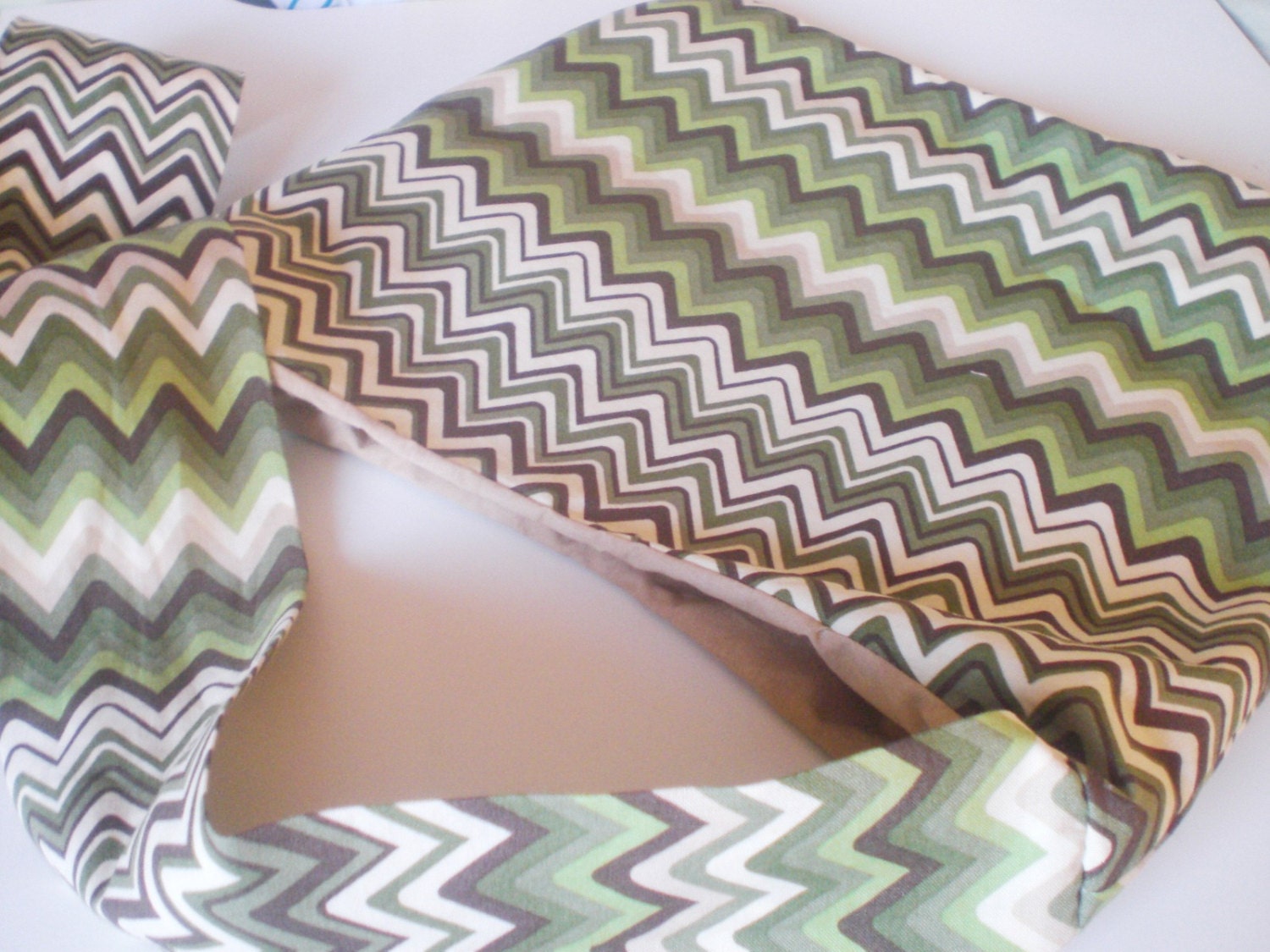 Crossbody Hobo Bag in Green and Brown Stripes