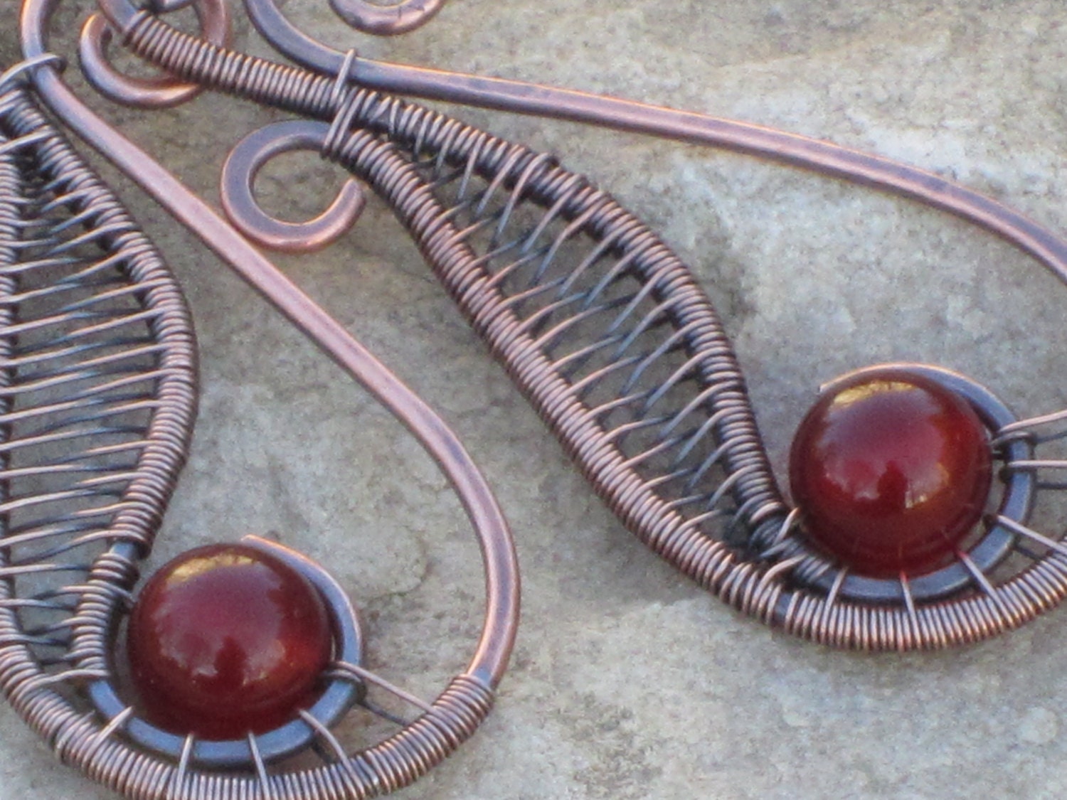Dragon / Copper Dangles with Red Agate - mese9