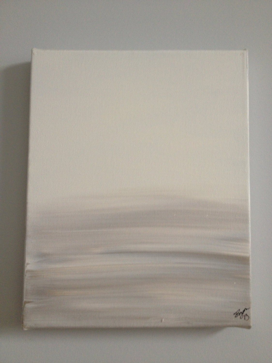 White and Gold blended medium acrylic abstract painting 8"x10", neutral home decor