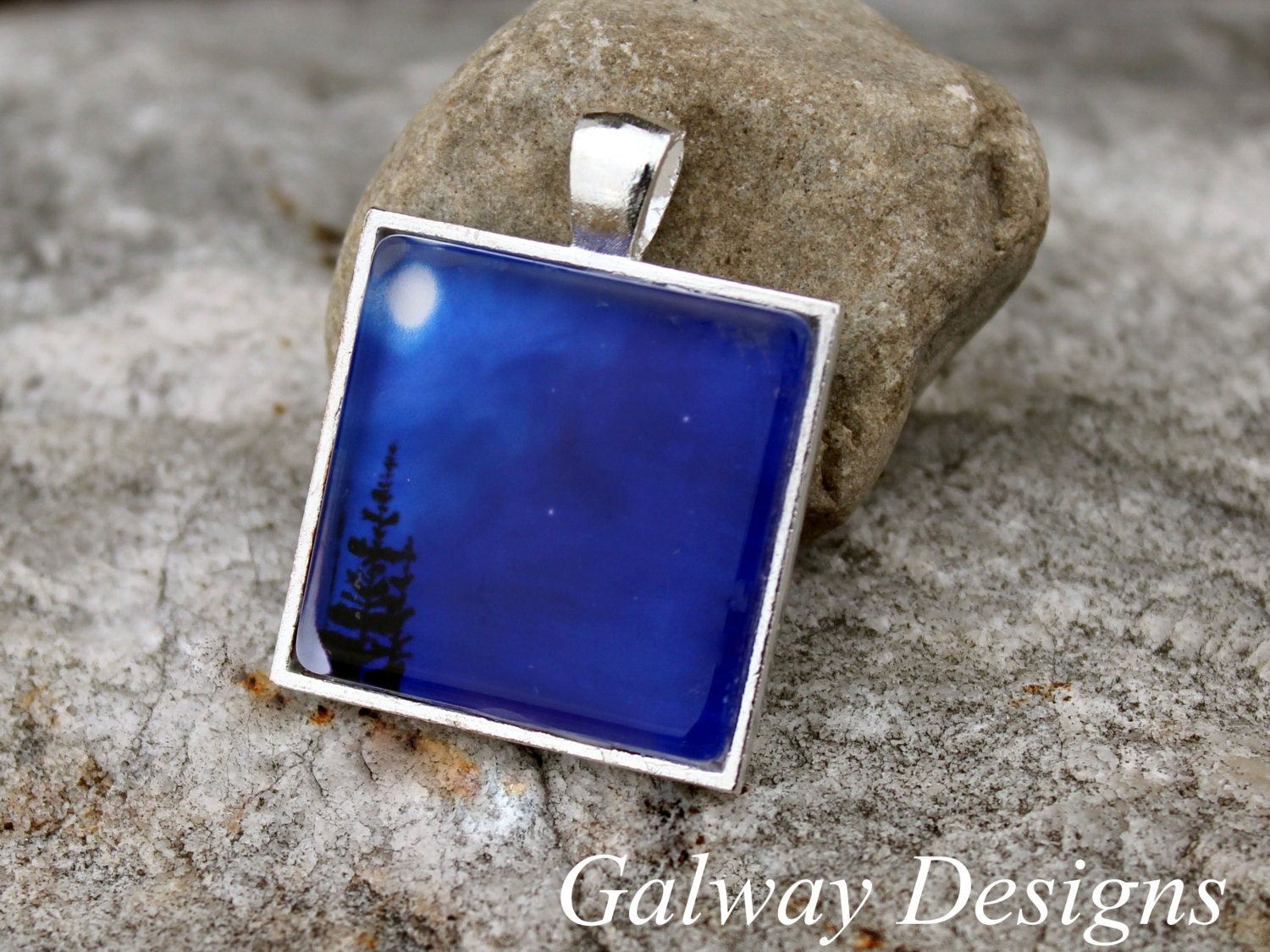 Hand painted - GLASS pendant necklace, art print, original artwork print