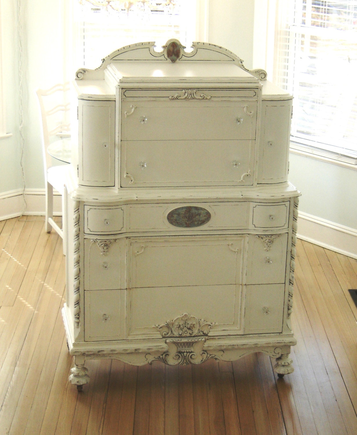 Antique Ornate Dresser  White Shabby Chic Furniture