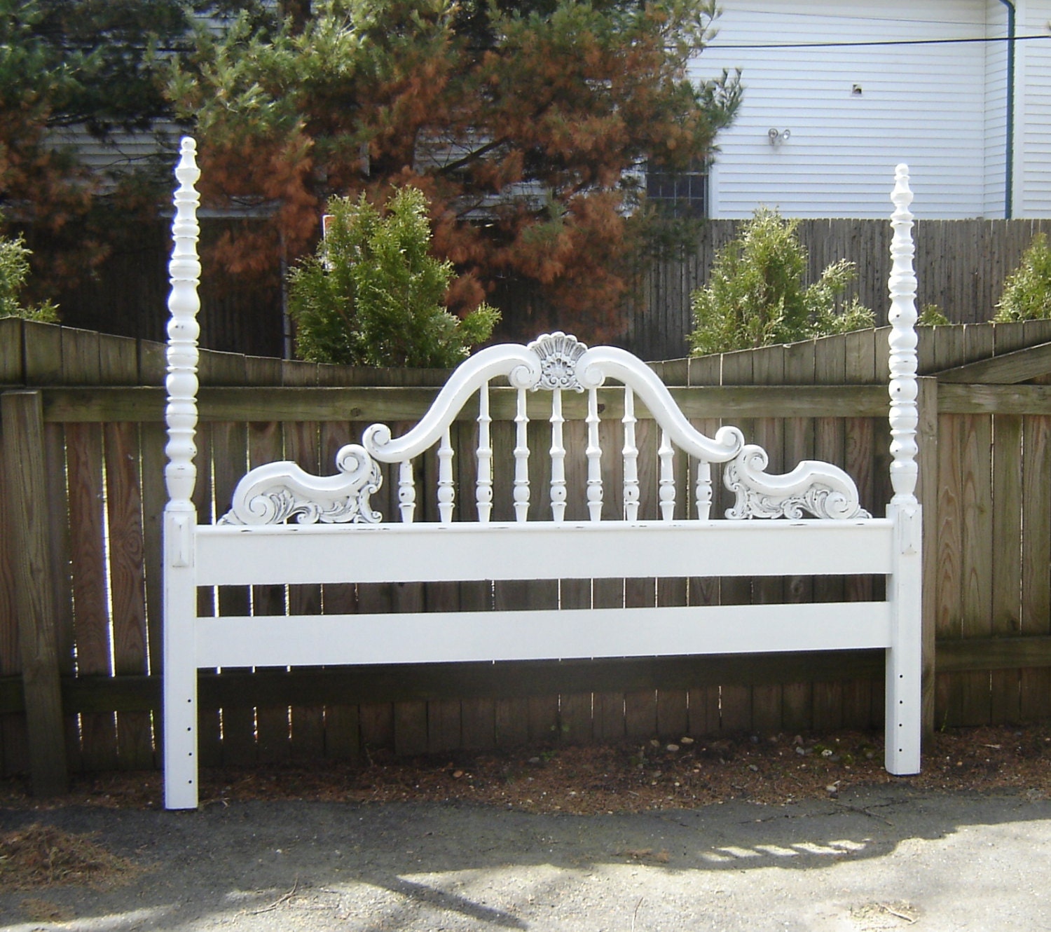 Vintage White King Size Headboard - Shabby Chic Furniture