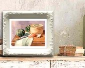Modern Art Wall Home Decor Office Kitchen Decor "Still Life with knife" 8" x 10"  digital print from original watercolor painting