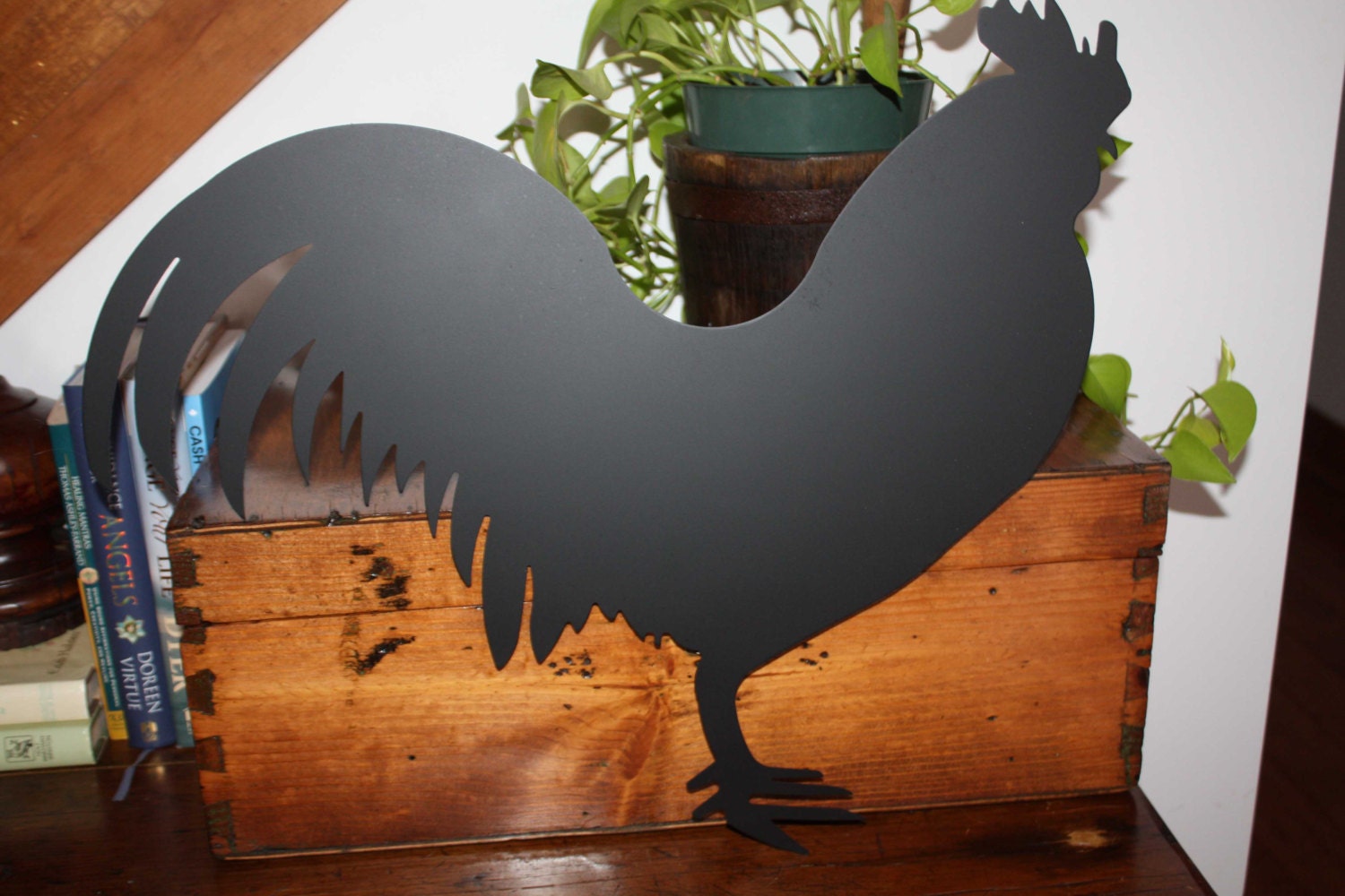 Metal rooster - large - cutout silhouette - home decor - wall hanging - farm