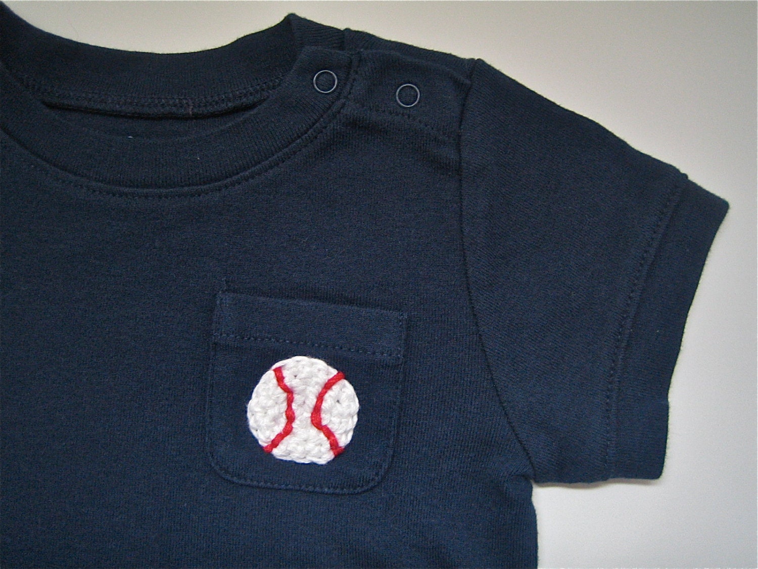 Baseball Onesie Baby Boy / Toddler Boy Navy Blue, Sports Tee, Short sleeve, Crochet Applique, World Series, Gift under 15 Dollars