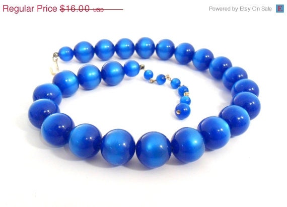 Bright Blue Moonglow Lucite Necklace