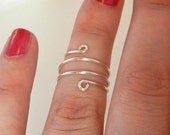 Midi Ring, Spiral Above the Knuckle Ring, Silver Knuckle Ring