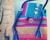 Silver Triangle Studded Teal Bag Coachella