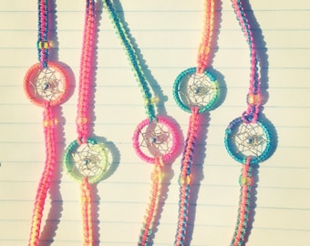 Neon Rainbow Dream Catcher Friendship Bracelet