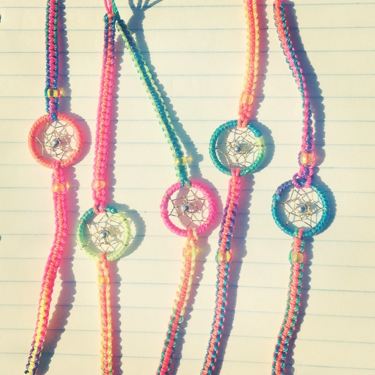 Neon Rainbow Dream Catcher Friendship Bracelet